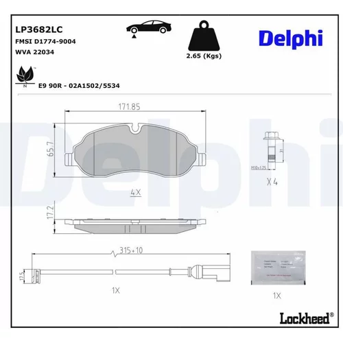 Sada brzdových platničiek kotúčovej brzdy DELPHI LP3682LC