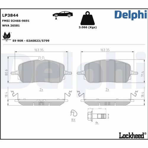 Sada brzdových platničiek kotúčovej brzdy LP3844 /DELPHI/ - obr. 1