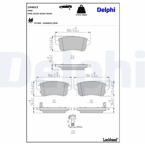 Sada brzdových platničiek kotúčovej brzdy DELPHI LP4013