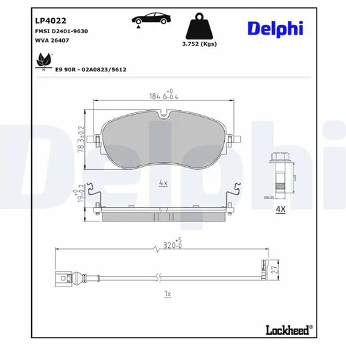 Sada brzdových platničiek kotúčovej brzdy DELPHI LP4022