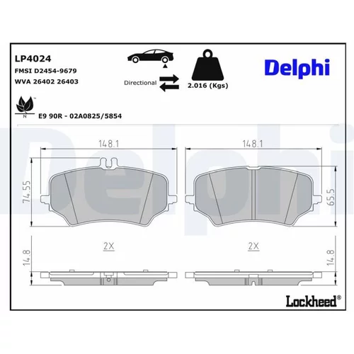 Sada brzdových platničiek kotúčovej brzdy DELPHI LP4024