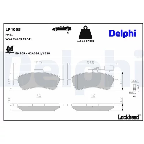 Sada brzdových platničiek kotúčovej brzdy DELPHI LP4065
