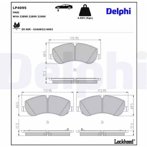 Sada brzdových platničiek kotúčovej brzdy DELPHI LP4095