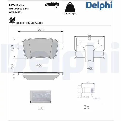 Sada brzdových platničiek kotúčovej brzdy LP5012EV /DELPHI/ - obr. 1