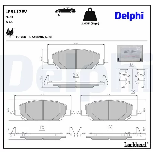 Sada brzdových platničiek kotúčovej brzdy DELPHI LP5117EV