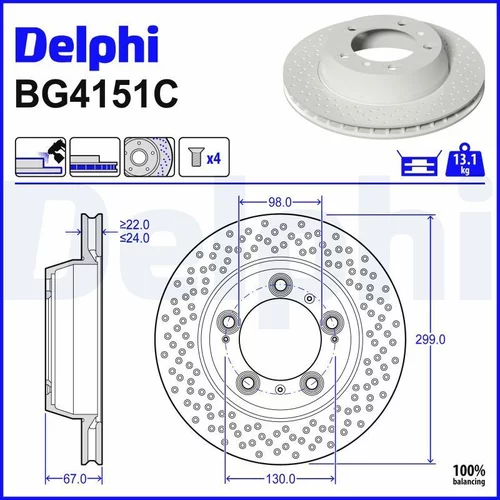 Brzdový kotúč DELPHI BG4151C