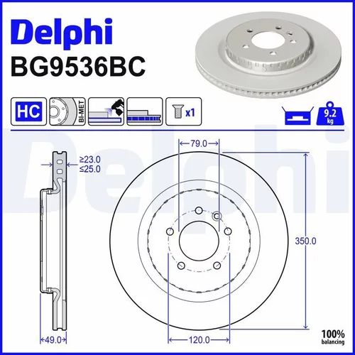 Brzdový kotúč DELPHI BG9536BC