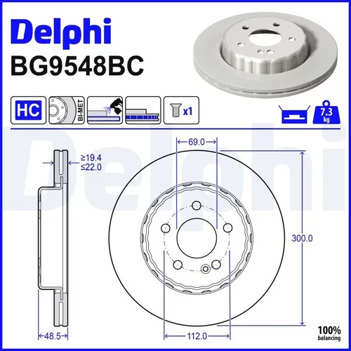 Brzdový kotúč DELPHI BG9548BC