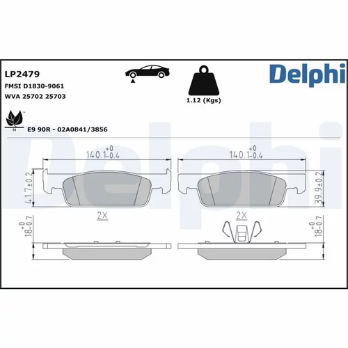Sada brzdových platničiek kotúčovej brzdy LP2479 /DELPHI/ - obr. 1