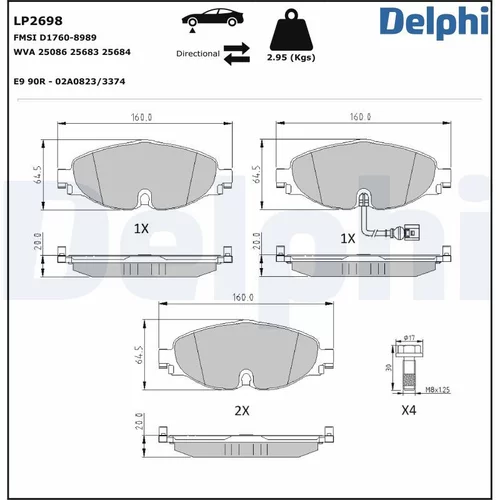 Sada brzdových platničiek kotúčovej brzdy LP2698 /DELPHI/ - obr. 1