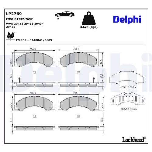 Sada brzdových platničiek kotúčovej brzdy DELPHI LP2769-17B1