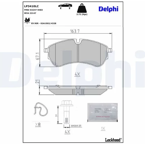 Sada brzdových platničiek kotúčovej brzdy DELPHI LP3410LC