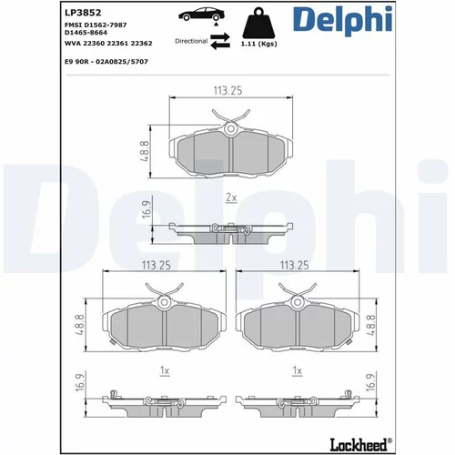 Sada brzdových platničiek kotúčovej brzdy LP3852 /DELPHI/ - obr. 1