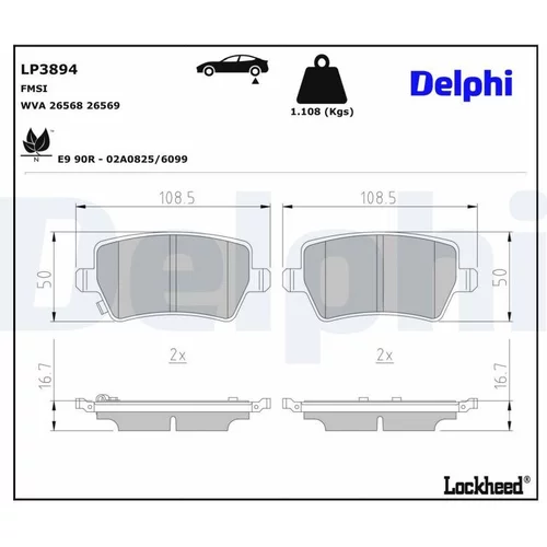 Sada brzdových platničiek kotúčovej brzdy DELPHI LP3894