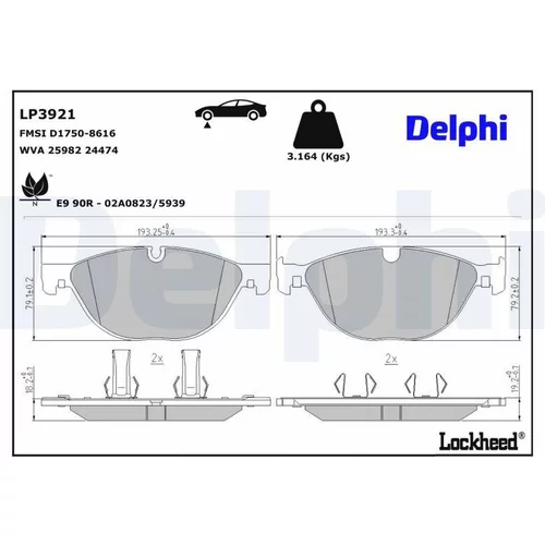 Sada brzdových platničiek kotúčovej brzdy LP3921 /DELPHI/ - obr. 2