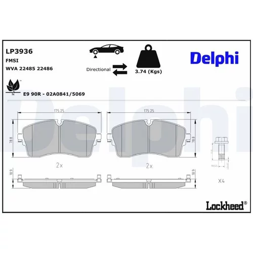 Sada brzdových platničiek kotúčovej brzdy DELPHI LP3936