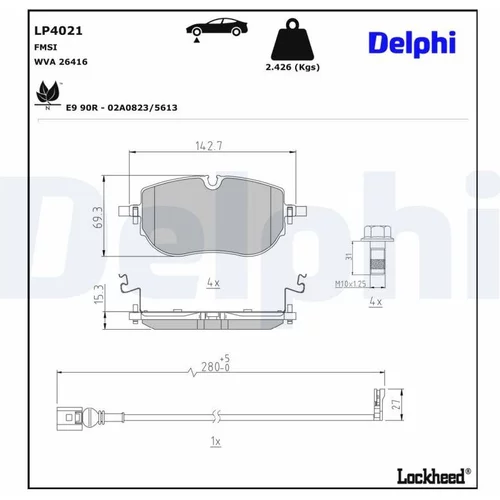 Sada brzdových platničiek kotúčovej brzdy DELPHI LP4021