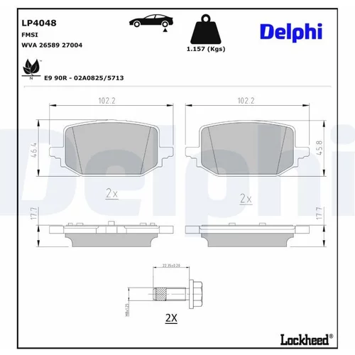 Sada brzdových platničiek kotúčovej brzdy DELPHI LP4048