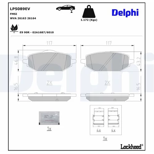 Sada brzdových platničiek kotúčovej brzdy DELPHI LP5089EV