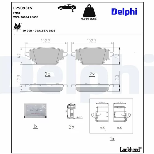 Sada brzdových platničiek kotúčovej brzdy DELPHI LP5093EV