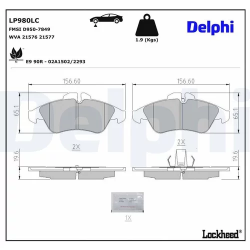 Sada brzdových platničiek kotúčovej brzdy DELPHI LP980LC