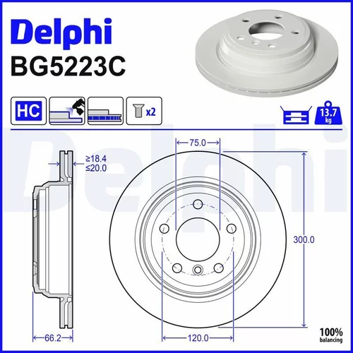 Brzdový kotúč DELPHI BG5223C