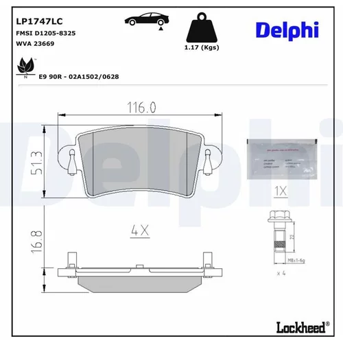 Sada brzdových platničiek kotúčovej brzdy DELPHI LP1747LC