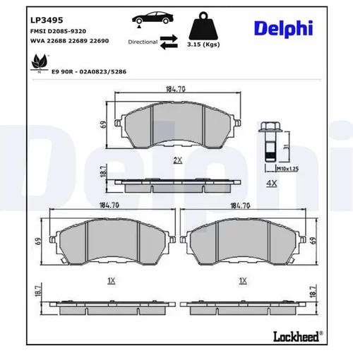 Sada brzdových platničiek kotúčovej brzdy LP3495 /DELPHI/ - obr. 2