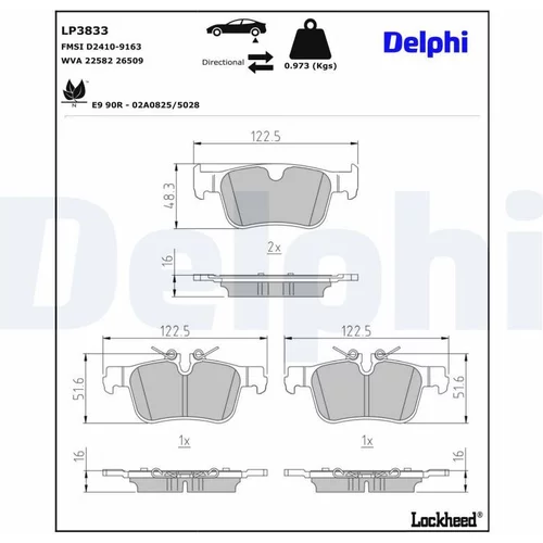 Sada brzdových platničiek kotúčovej brzdy LP3833 /DELPHI/ - obr. 2