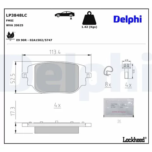 Sada brzdových platničiek kotúčovej brzdy DELPHI LP3848LC