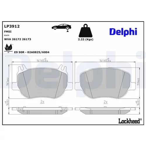 Sada brzdových platničiek kotúčovej brzdy DELPHI LP3912