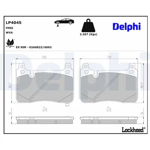 Sada brzdových platničiek kotúčovej brzdy DELPHI LP4045