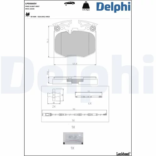 Sada brzdových platničiek kotúčovej brzdy LP5066EV /DELPHI/ - obr. 1