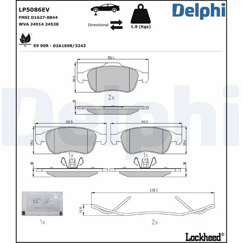 Sada brzdových platničiek kotúčovej brzdy DELPHI LP5086EV