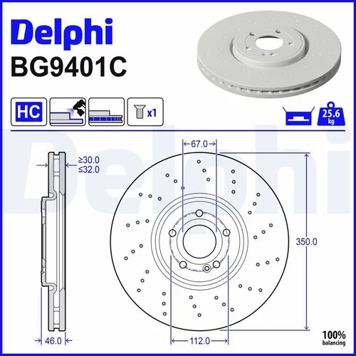 Brzdový kotúč BG9401C /DELPHI/