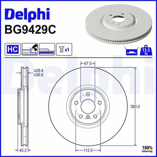 Brzdový kotúč BG9429C /DELPHI/