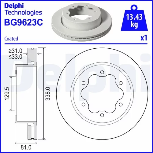 Brzdový kotúč DELPHI BG9623C