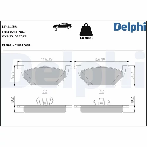 Sada brzdových platničiek kotúčovej brzdy LP1436 /DELPHI/ - obr. 1
