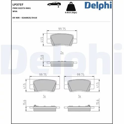 Sada brzdových platničiek kotúčovej brzdy LP3737 /DELPHI/ - obr. 1