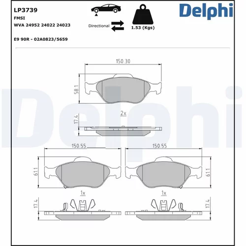 Sada brzdových platničiek kotúčovej brzdy LP3739 /DELPHI/ - obr. 1