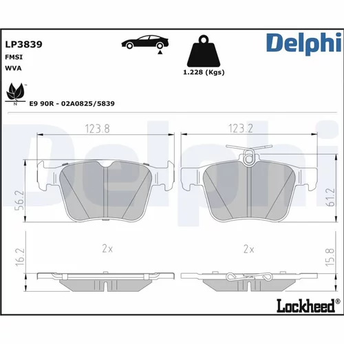 Sada brzdových platničiek kotúčovej brzdy LP3839 /DELPHI/ - obr. 1