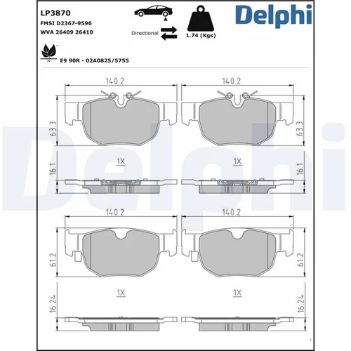 Sada brzdových platničiek kotúčovej brzdy LP3870 /DELPHI/ - obr. 1