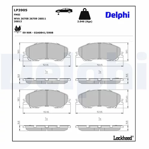 Sada brzdových platničiek kotúčovej brzdy DELPHI LP3905