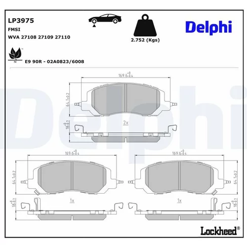 Sada brzdových platničiek kotúčovej brzdy DELPHI LP3975