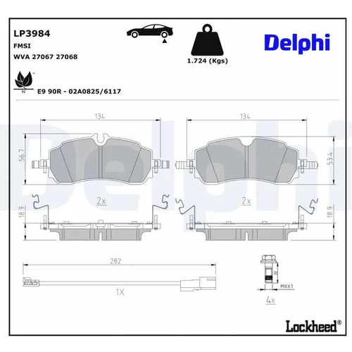 Sada brzdových platničiek kotúčovej brzdy DELPHI LP3984