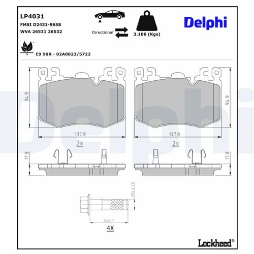 Sada brzdových platničiek kotúčovej brzdy DELPHI LP4031