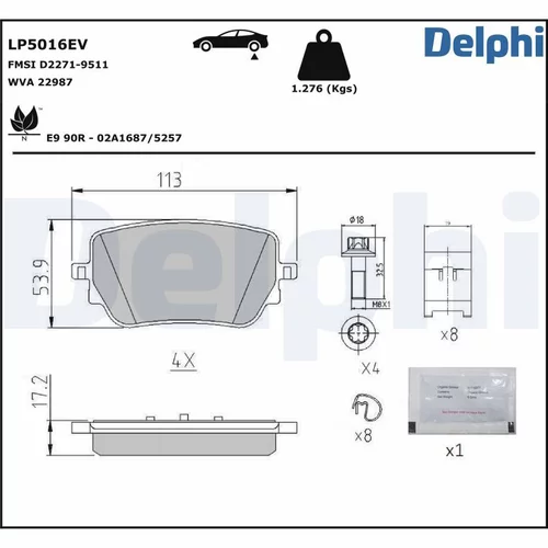 Sada brzdových platničiek kotúčovej brzdy DELPHI LP5016EV