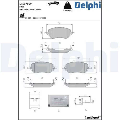 Sada brzdových platničiek kotúčovej brzdy DELPHI LP5070EV