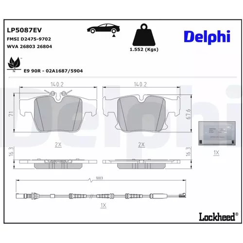 Sada brzdových platničiek kotúčovej brzdy DELPHI LP5087EV