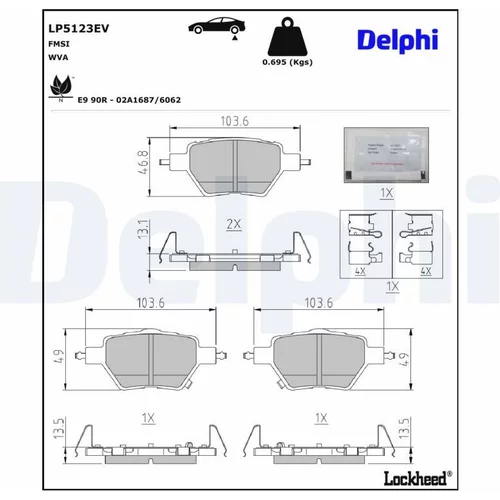 Sada brzdových platničiek kotúčovej brzdy DELPHI LP5123EV